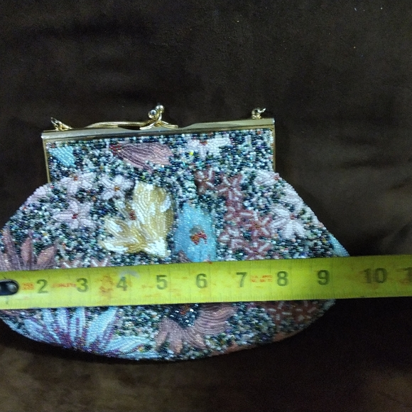 ***$OLD***Vintage Glass Beaded KissLock Handbag - Picture 14 of 17